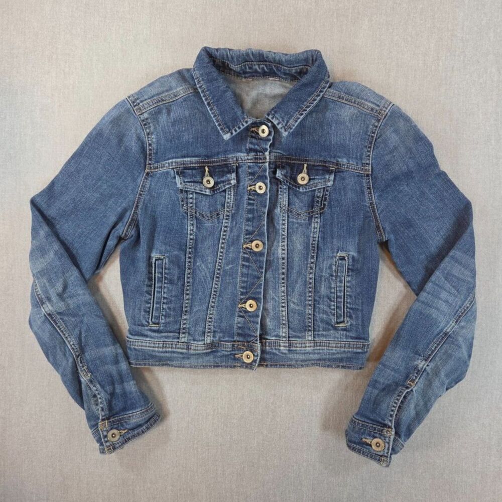 Arizona Jeans Denim Jacket Women's Medium Blue Jean Jacket Button Front Vintage